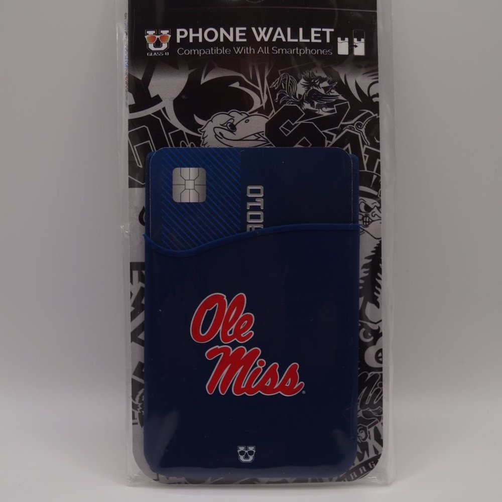 Ole Miss Rebels Silicone Stick On Phone Wallet Card Holder